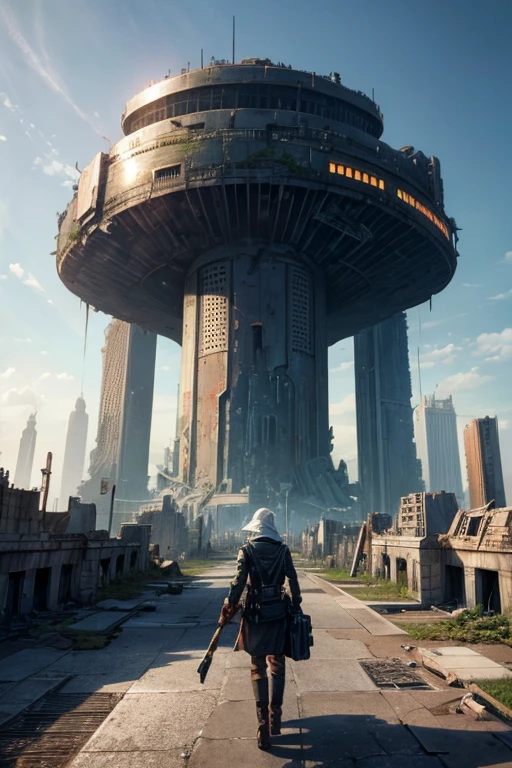 Highest quality、A ruined futuristic city、Surrealism