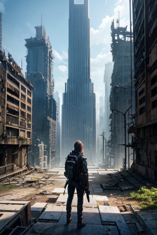 Highest quality、A ruined futuristic city、Surrealism