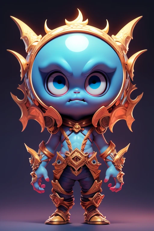 Create a monster image, a small, big-headed, baby monster.. The body is transparent and can be seen through. The image is sharp and detailed., with beautiful colors.. With arms, leg, eyes, mouth, พื้นหลังสีlegว