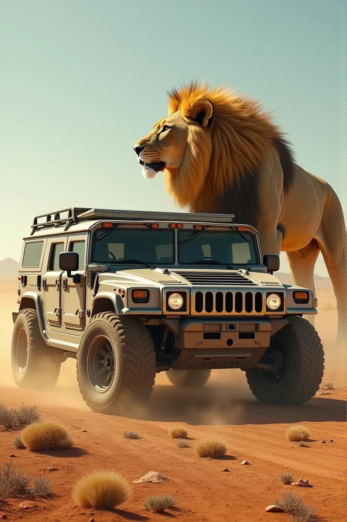 Hummer and lion