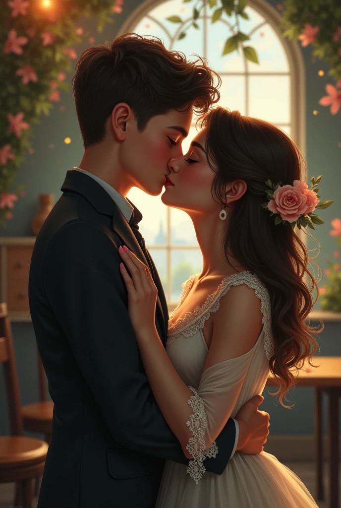 A boy kissing with Russian girl
