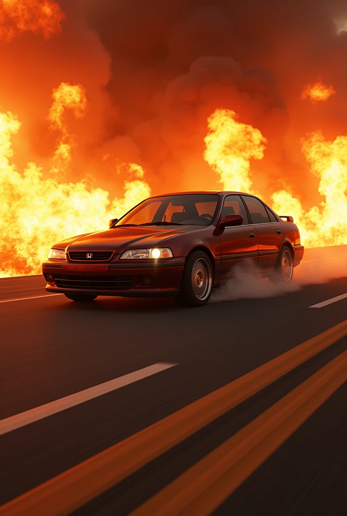 Honda accord 1993 ex high speed on a flame with rims