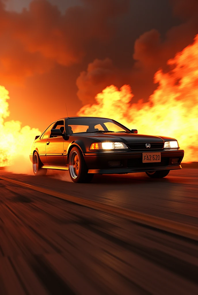 Honda accord 1993 ex high speed on a flame with rims