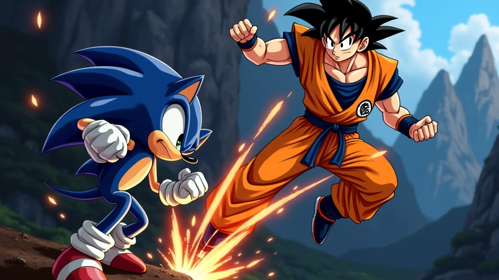 Goku and sonic fighting each other
