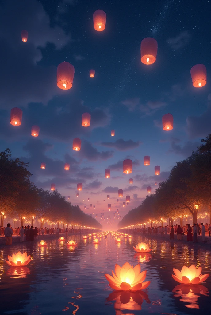 Loy kratong festival and sky lantern festival