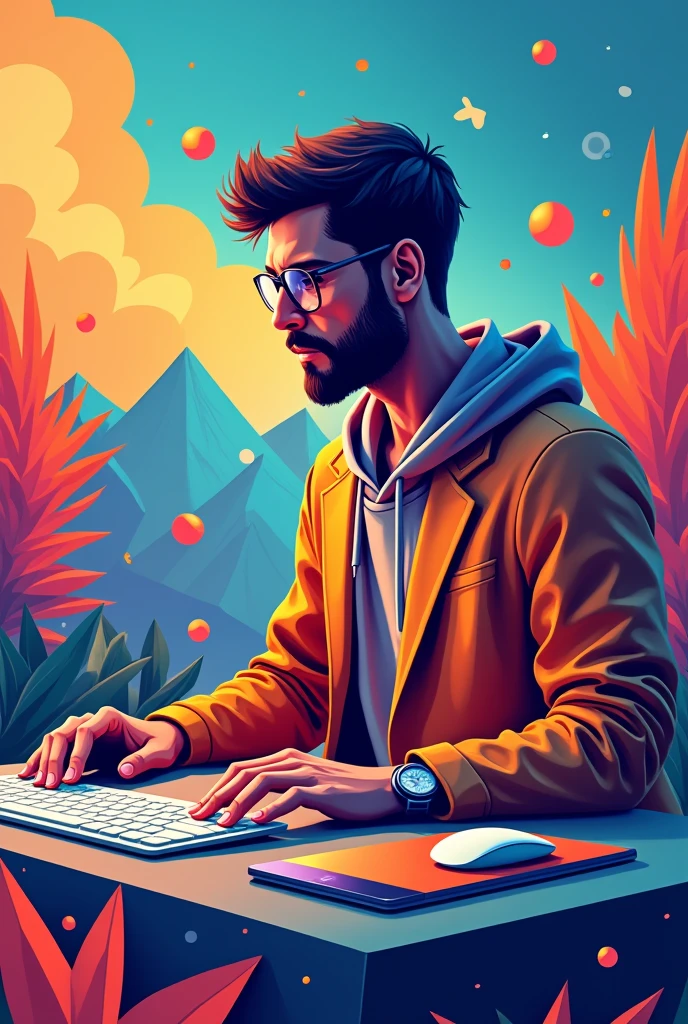 We are haring graphic designers
Poster design and macbook and iPad and iPhone keyboard and mouse Victor type design