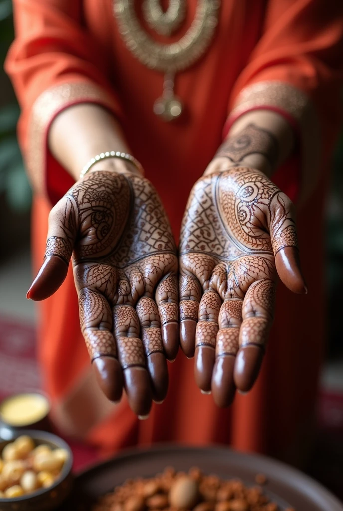 generate more Karwa Chauth Special mehndi design on hand