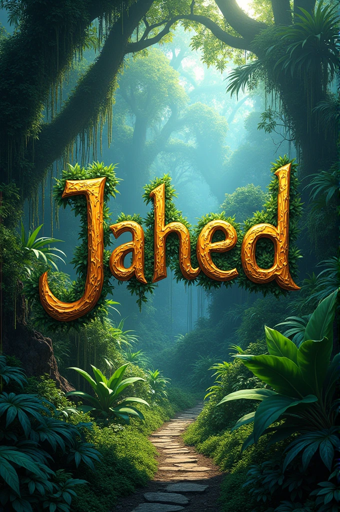 Jahed This name is shown behind a jungle
