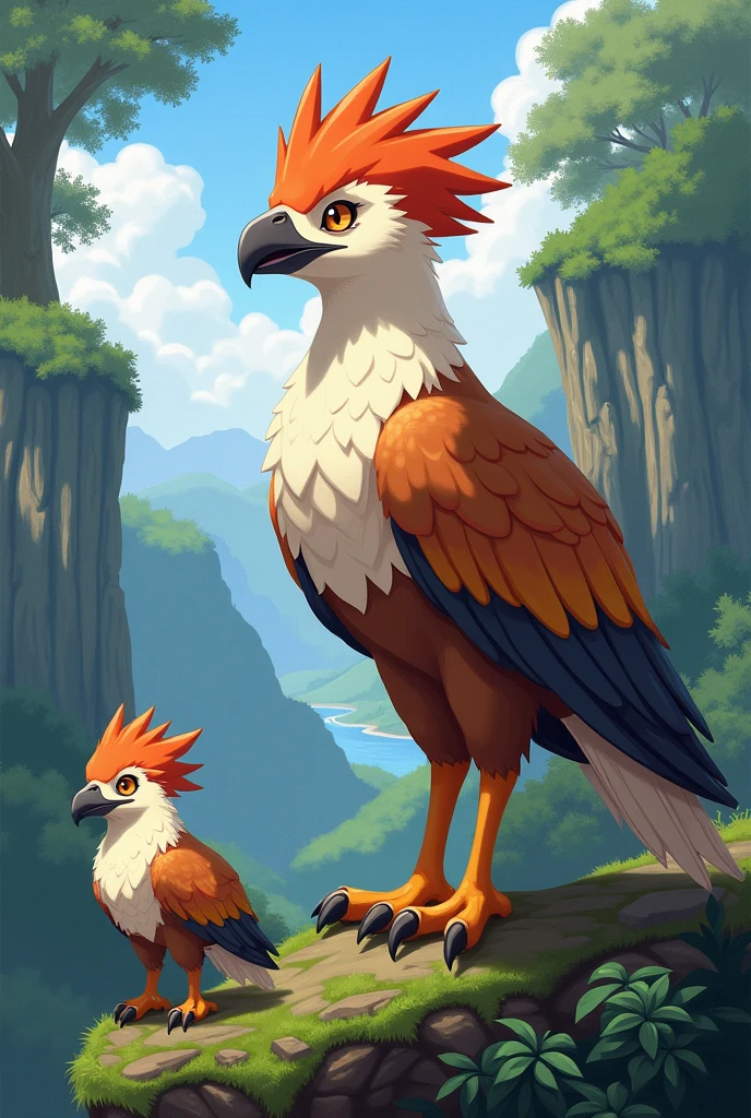 Can you turn the Philippines eagle into a pokemon style with 3 evolution paths 