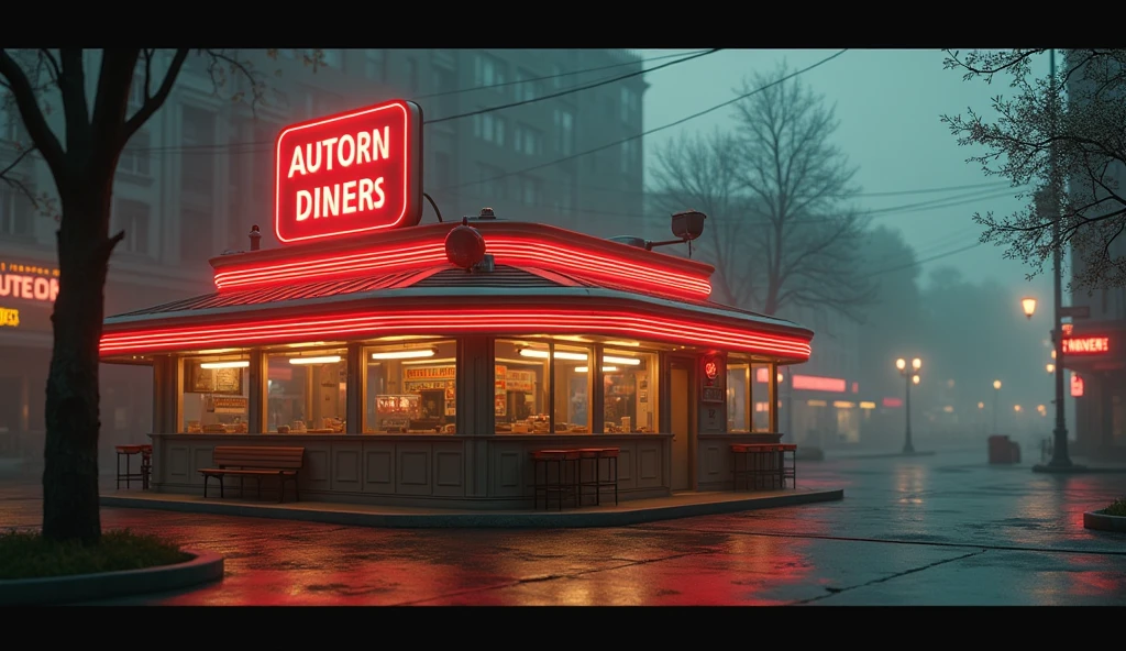 background、1920s、In front of the diner、Retro、unmanned、perfection、