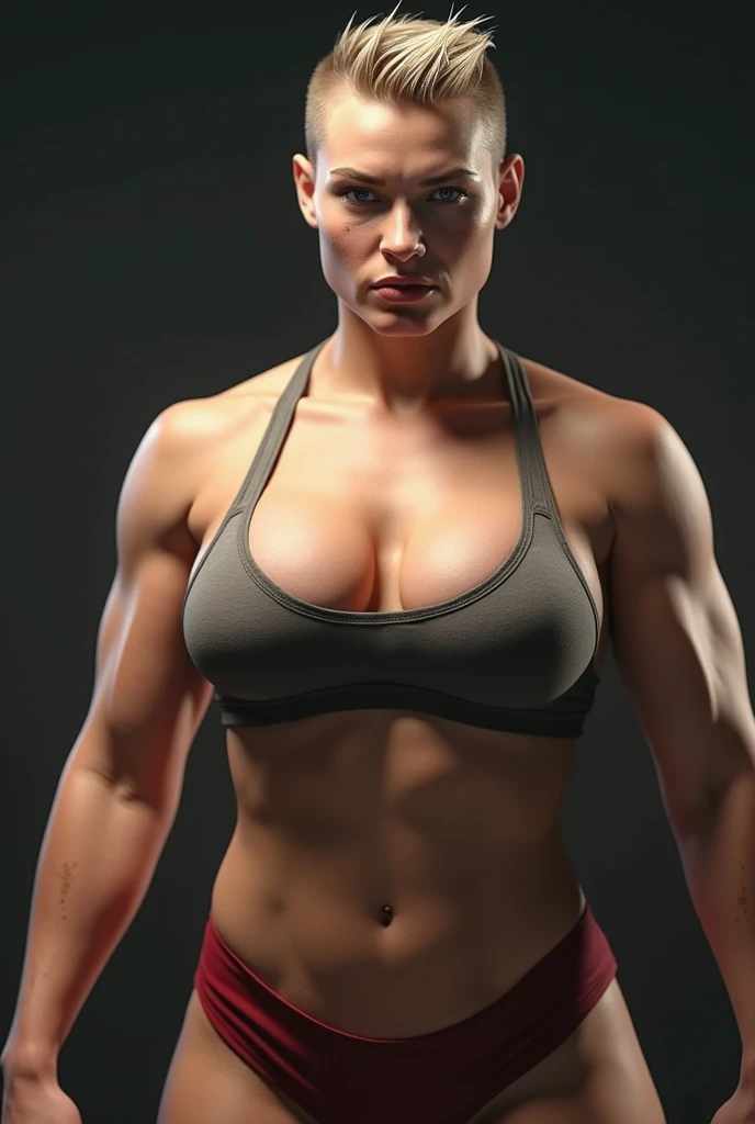 female brock lesnar with 10 rated body, very short hair