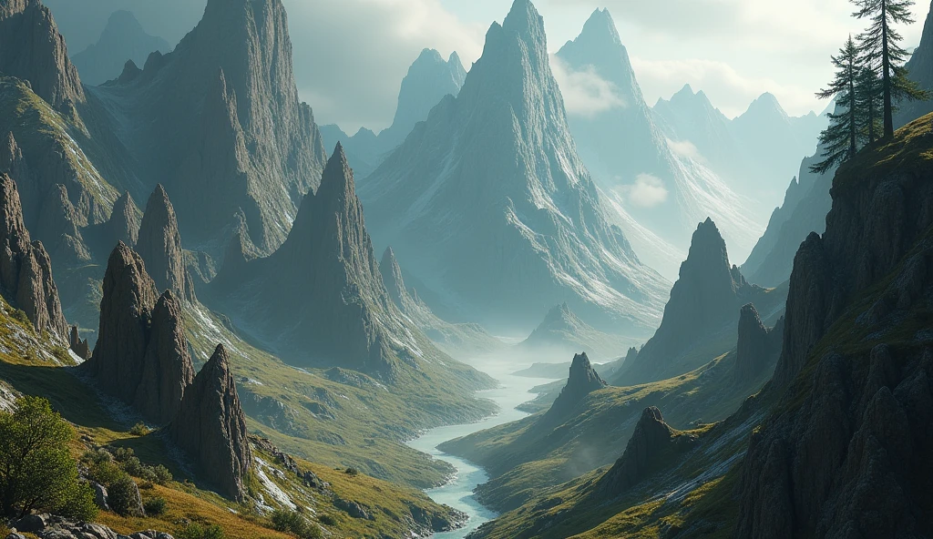 There is a steep mountain,There are all kinds of strange and scary beasts on the mountain(best quality,4K,8k,High level,masterpiece:1.2),Ultra Detailed,(lifelike,Photo real,Photo real:1.37)