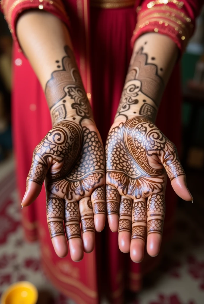 generate more Karwa Chauth Special mehndi design on hand