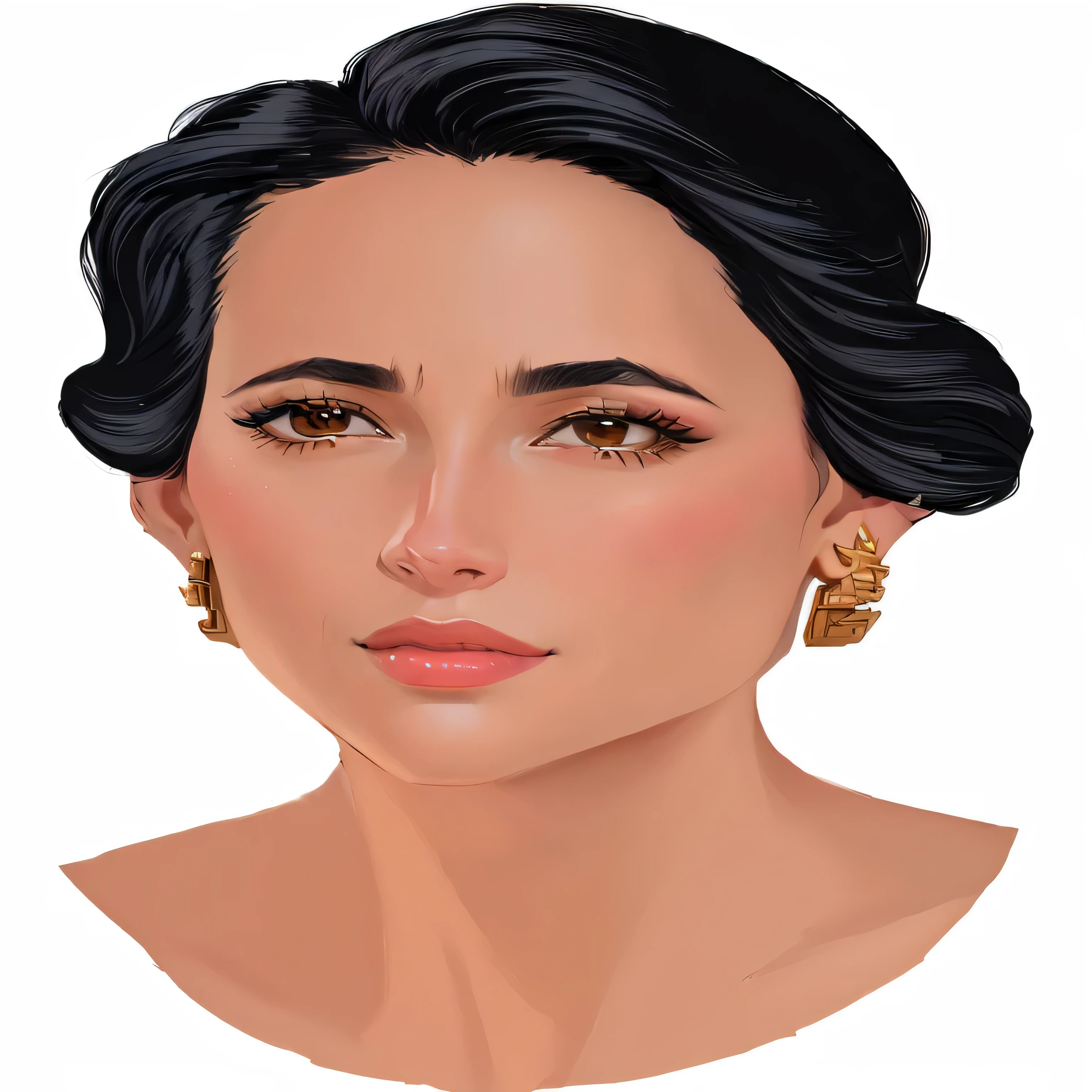 a cartoon of a woman with a black hair and earrings, inspired by Nil Gleyen, portrait of modern darna, maya takamura, digital illustration portrait, official illustration, detailed illustration portrait, mami wata, digital portrait, digital art of an elegant, inspired by Maria Helena Vieira da Silva, detailed portrait, digital art portrait, by Lily Delissa Joseph