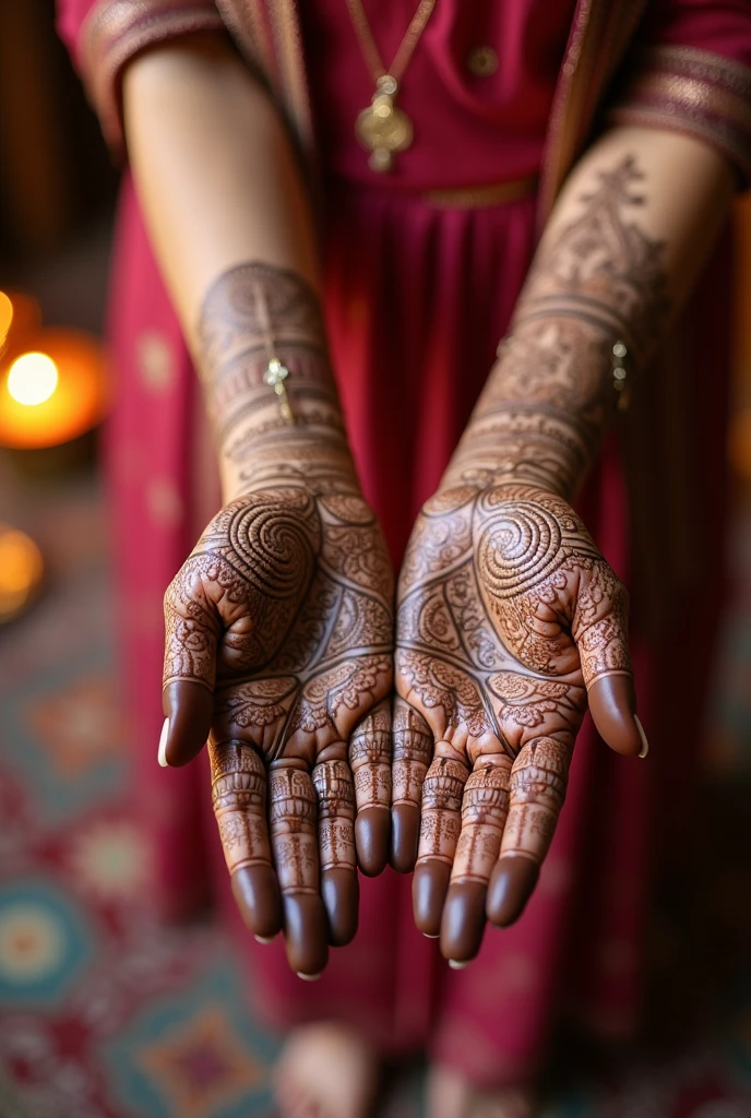 generate more Karwa Chauth Special mehndi design on hand