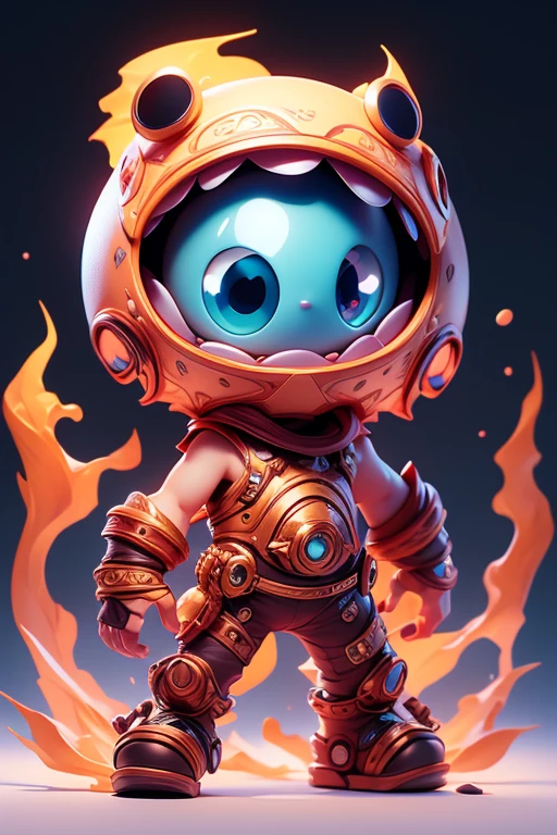 Create a monster image, a small, big-headed, baby monster.. The body is transparent and can be seen through. The image is sharp and detailed., with beautiful colors.. With arms, leg, eyes, mouth, พื้นหลังสีlegว