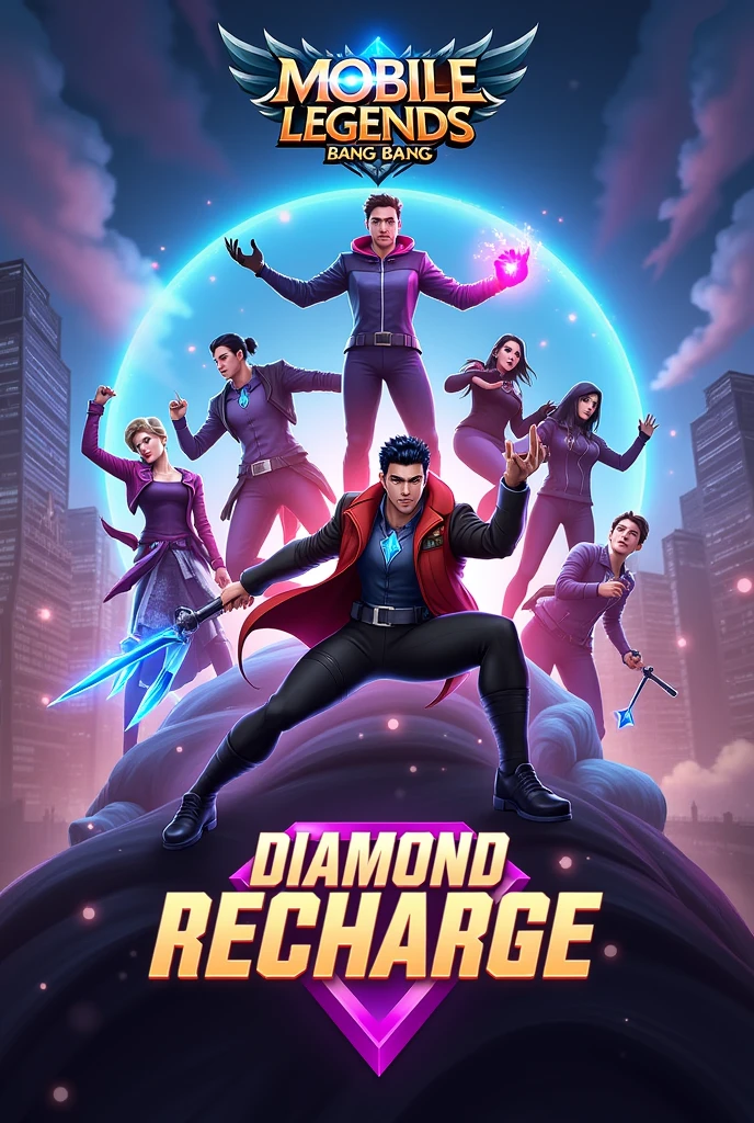 Banner to promote mobile legends bang bang daimond recharge 