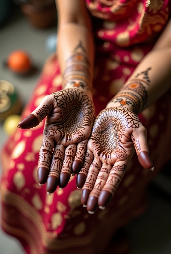 generate more Karwa Chauth Special mehndi design on hand