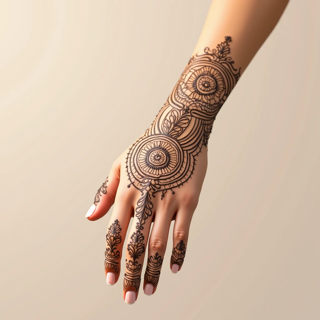 generate Traditional mehndi design on hand