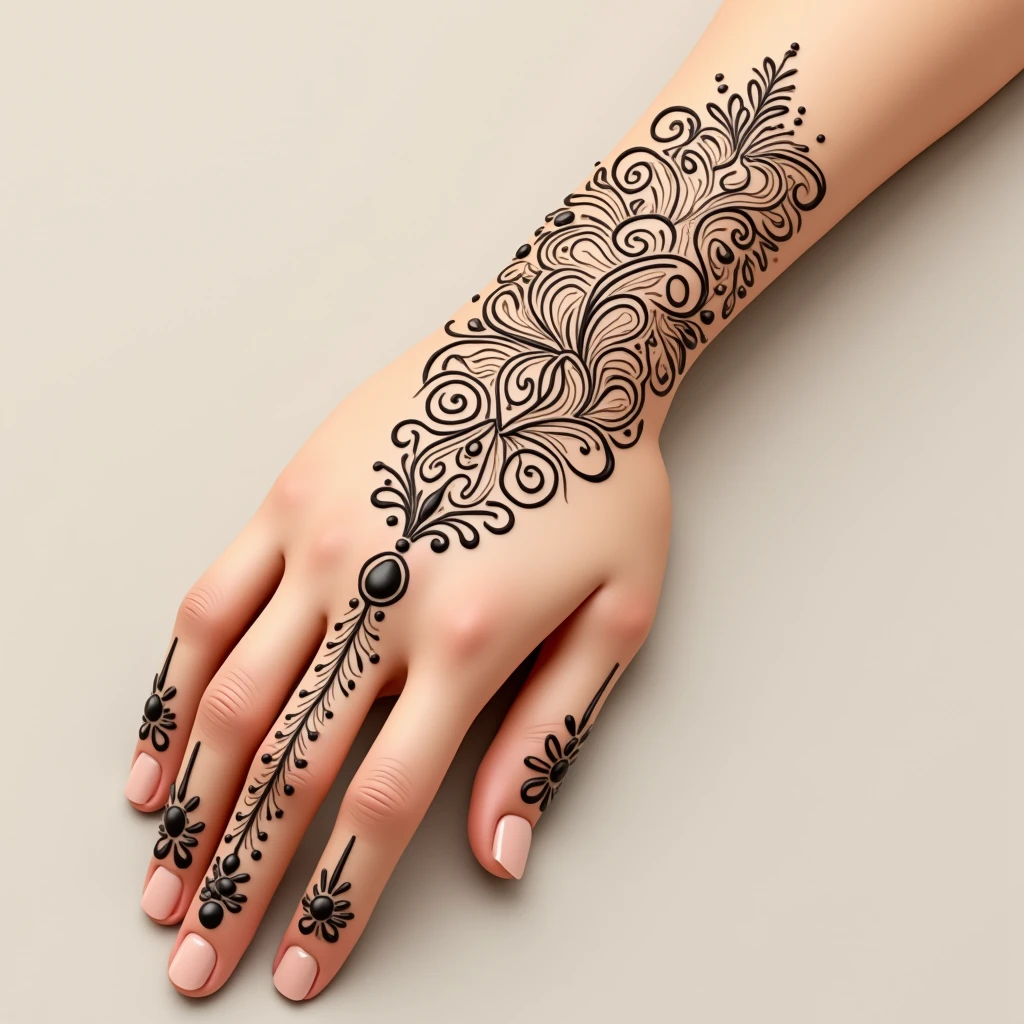 generate Traditional mehndi design on hand