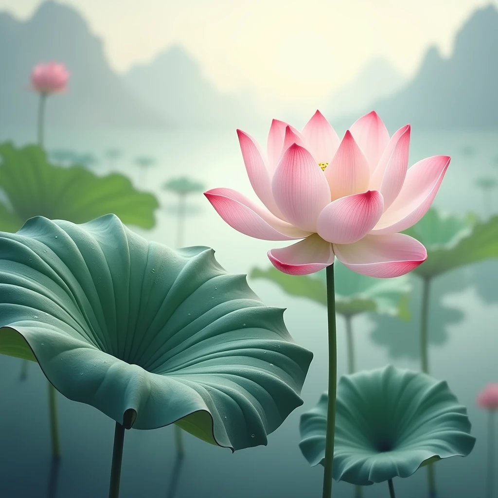Lotus and lotus leaf Chinese style picture,Beautiful and clean