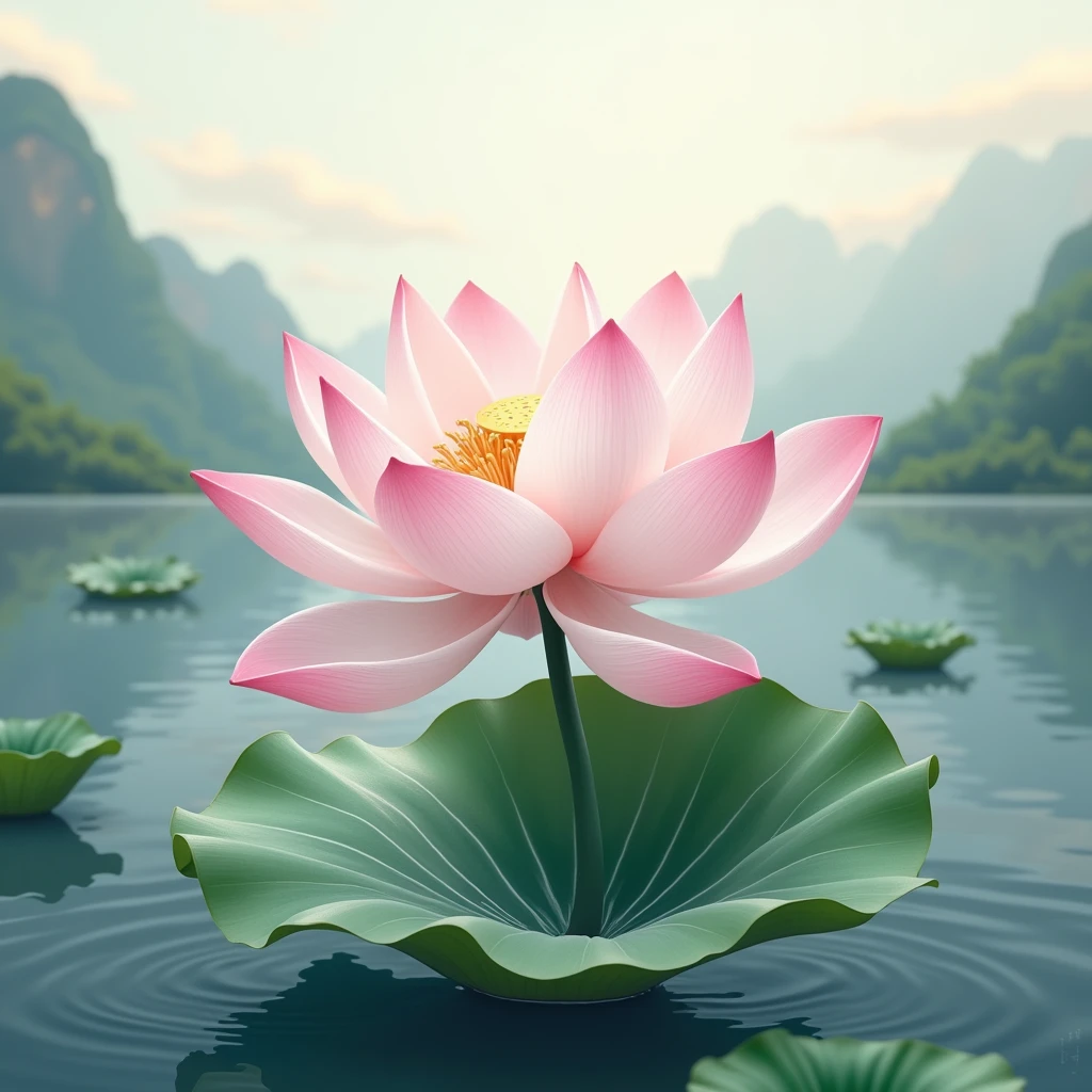 Lotus and lotus leaf Chinese style picture,Beautiful and clean