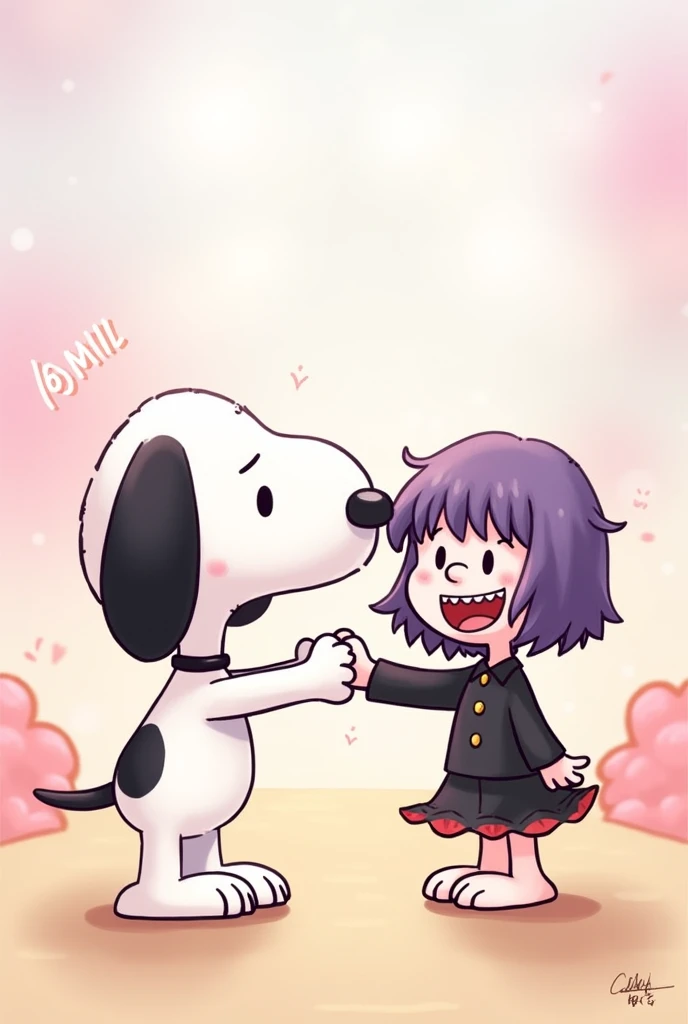 Snoopy and Kuromi holding hands are friends 