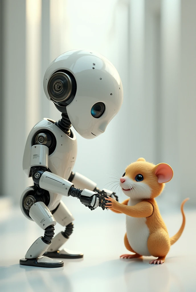 A robot playing with robot hamster