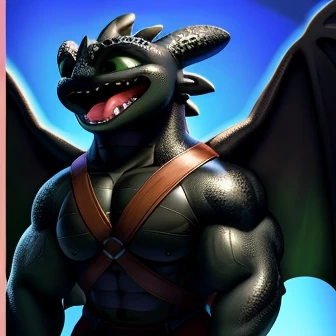 Create a tight fit harness ring on bulky swollen pecs screaming pleasure text and sacred face of growing up growing bigger long comic od bigger and more massive muscular Toothless fucking hard in mount mouth Spyro The dragon story Before and after a Huge growing muscles story ripping harness głowing Spyro the dragon packed muscular anthro Toothless standing and muscular anthro Spyro the dragon standing each other and masturbating Looking scared of situacion wearing tight harness on body BDSM bondage huge cock even more muscular anthro dragon pleasure moan bigger Toothless muscular Furry depicted as Toothless from How to Train Your Dragon. His body is entirely covered in black, shimmering scales, and his eyes gleam with a bright, emerald green hue. His chest is well-defined and powerful, and he has noticeable breasts, adding to his unique appearance. With a contented expression on his face, Toothless appears calm and friendly. Despite his intimidating appearance, he maintains a playful and cheerful demeanor. [ A fully-realized, scaly Furry interpreted as Toothless from How to Train Your Dragon. His body boasts an impressive musculature, all hidden beneath glossy, coal-black scales