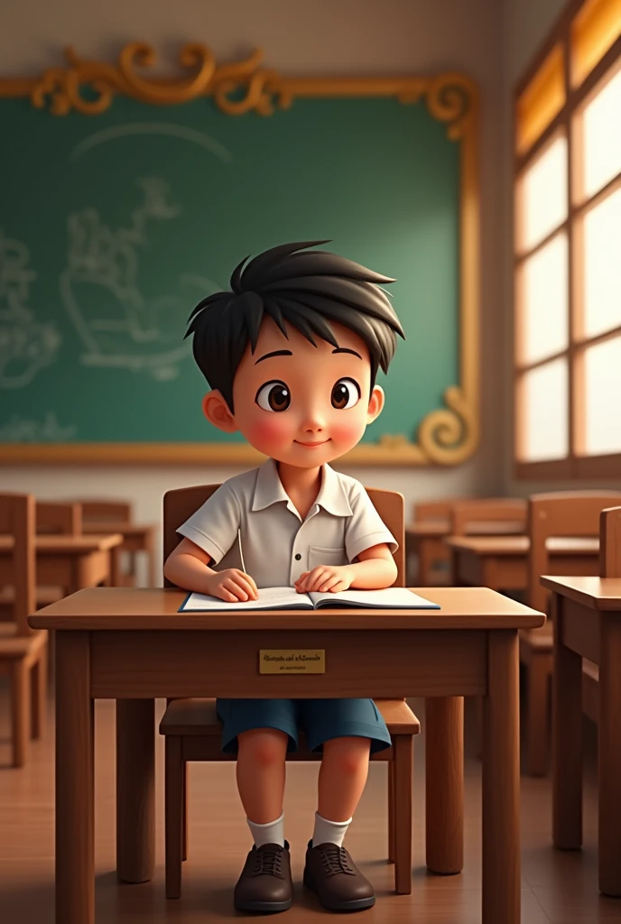 Boy sitting in classroom Thai