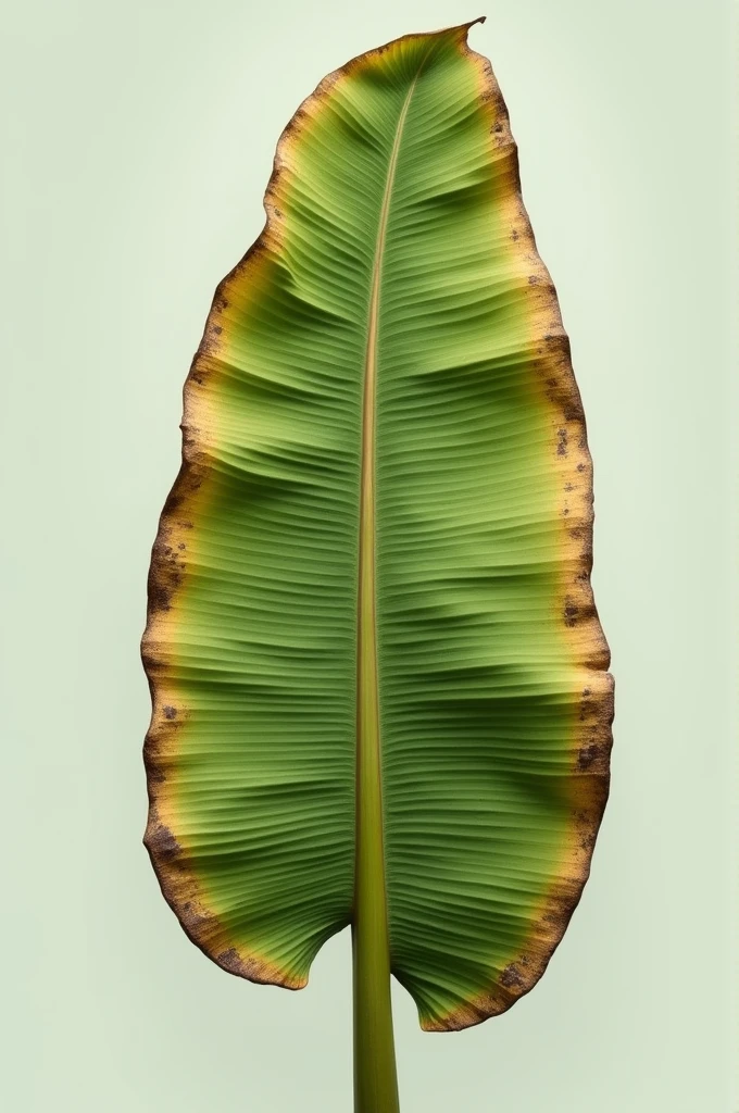 Banana leaf with nitrogen deficiency 