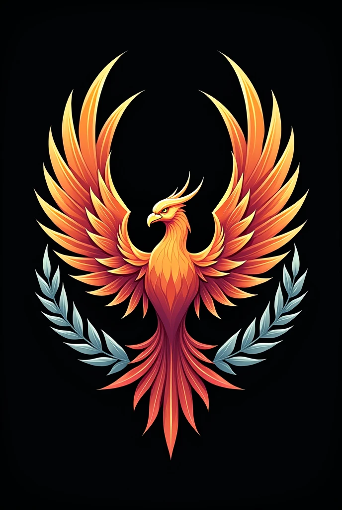 Neo-imperial style Aerospace Force crest insignia, HD art,HD vector, Vector Illustration. Military Insignia .Black background. Plain background. Vector PNG. Flying Phoenix Mascot. Phoenix Motif. Stylized phoenix.Air and space force emblem. High quality Crest.With Laurel Wreath. Intricate designs