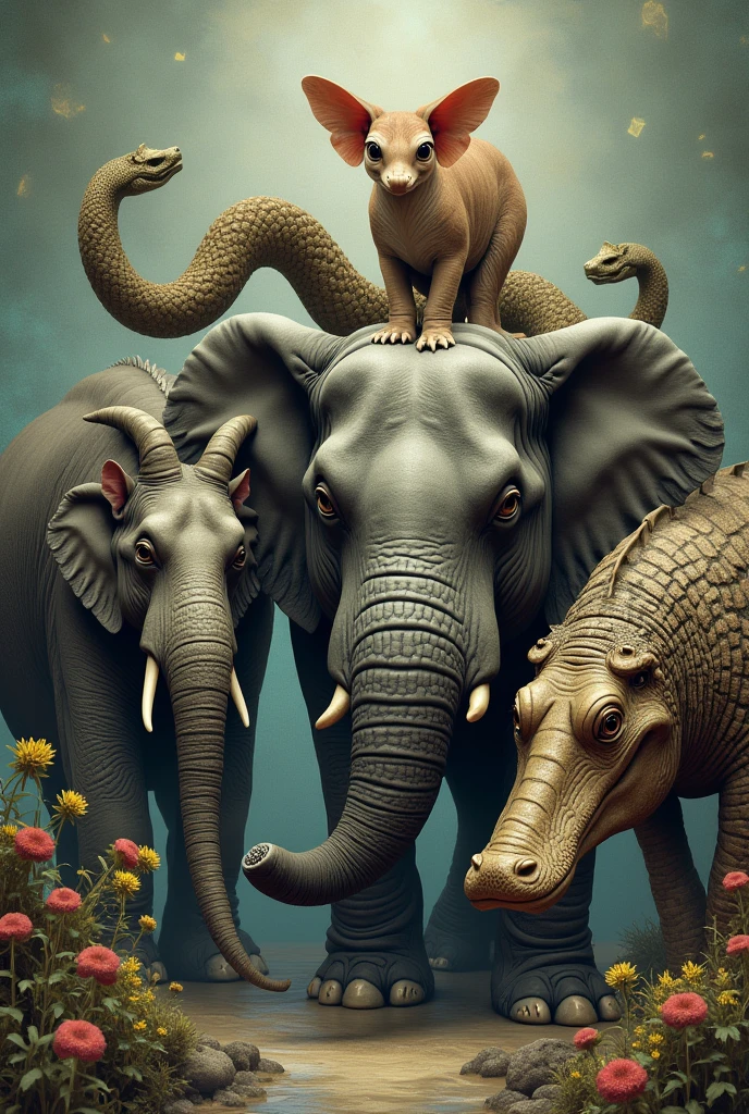 Hippo elephant crocodile snake plus