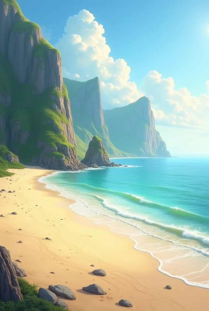 realistic beach sea landscape