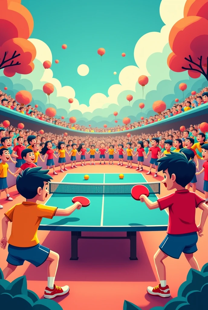 Cartoon table tennis poster