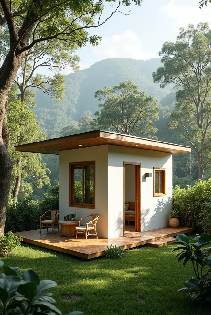 Cute white modern tiny house , put name Raya bayu homestay