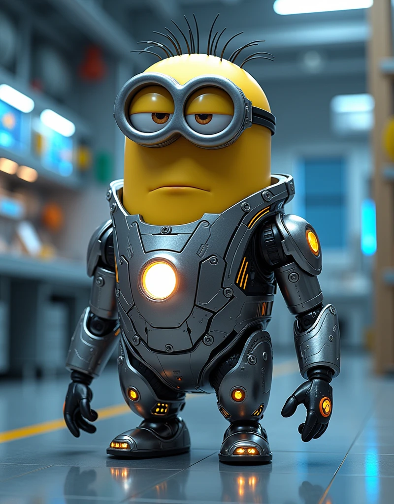 Trong phòng thí nghiệm Minion biến thành người sắt ironman cơ khí công nghệ cao đội mũ