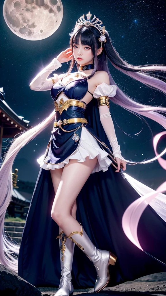 Silver Hair, Fox ear, One 20-year-old girl, 1. Goddess Athena, Pink purple silk dress, The beautiful, flawless face of the goddess Athena, delicate yellow nightgown, Lots of sexy black lace detailing、Long sheer sequined nightgown, A beautiful pale red silk half veil, Legends of female saints, Icons of female saints, Beautiful goddess-like glitter, Dark and mysterious version, Vermilion lips, Plump red lips, ((口をclose:0.9)), Complete teeth, Symmetrical incisors, Bright white teeth, ((Angry face:0.8)), delicate and beautiful pino detailing, delicate and beautiful lip detail, (Pure and perfect face: 1.9), Female Eucharist, Round Breasts, 大きくてRound Breasts, Phoenix Brooch, Long, flat bangs, Long black hair, Beautiful, clear face and well-proportioned eyes, (Light purple eyes with transparent irises: 1.8), (Big round eyes and makeup, Sexy wet eye makeup, So beautiful、Careful hair and makeup, long and delicate blonde hair, delicate, Body image: 1.8), shape: Brilliant and, (The stars that make up the sky々: 1.7), (The Gate of Heaven and Imaginary Time and Space: 1.8), Imaginary art, RAW Photos, hanfu pictures, Best Photos, High resolution, 最high quality, Best Photos, Best Goddess Quality, 8k female, Super 8 Single Saint Portrait, The most true color scheme, masterpiece, Best Beauty Brands, Best Hair Jewelry, Brand real photo, Dark studio, Border Light, Two-tone lighting, (Rosy white skin: 1.4), (High skin detail: 1.1), 8k uhd, SLR, Soft Light, 8k, high quality, Frank, Smooth and sharp volume, 10x more pixels, Sexy Goddess, Sexy Goddess, (Background Space: 1.8), (The most beautiful aurora eye: 1.7), Beautiful Eyes, The aurora is beautiful and flower-like, (Beautiful single women: 1.8), (see here:0.8), close, Approaching the Goddess, Clear and unrealistic