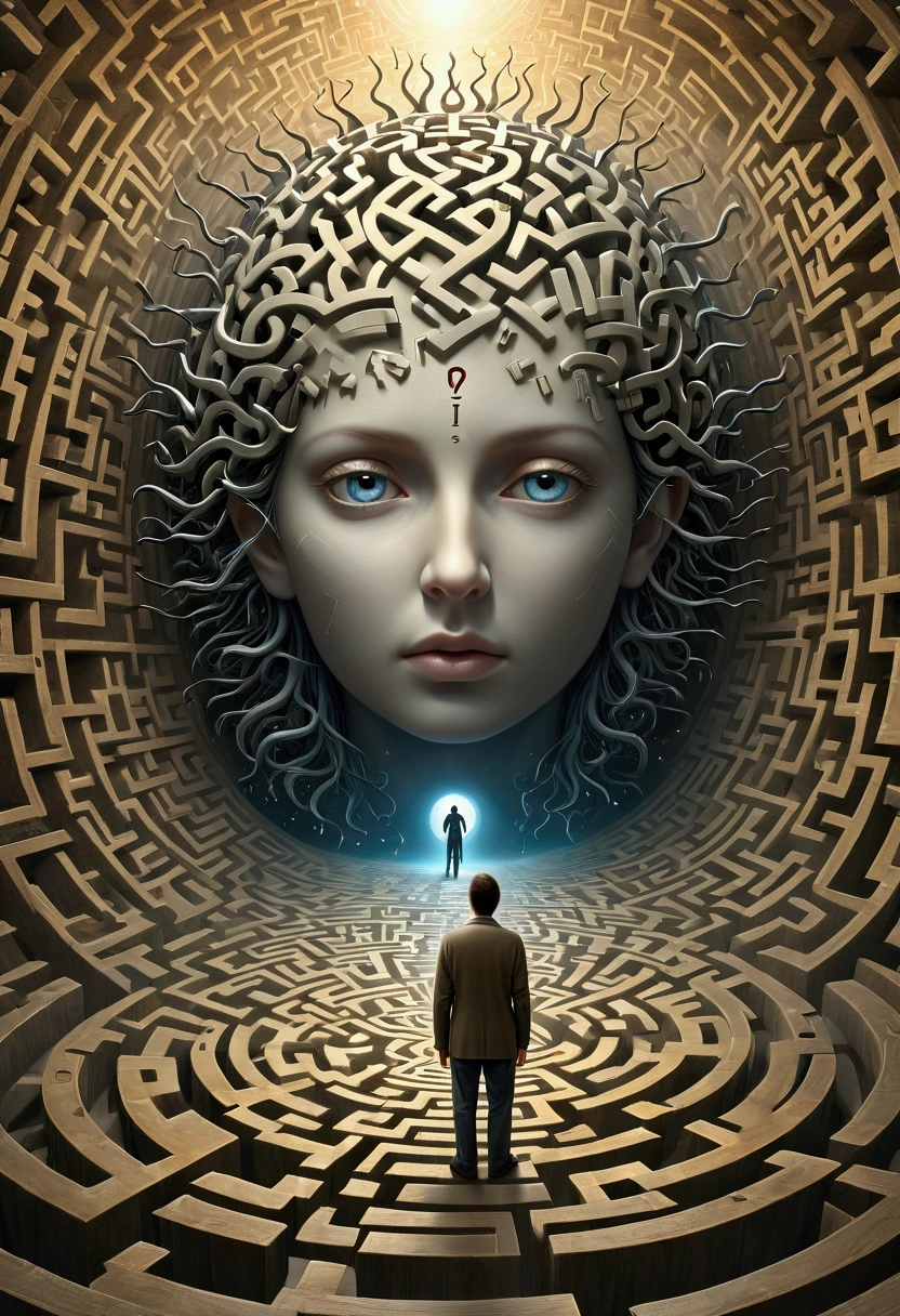 A lost man in a mind maze, The art of math inspired by Igor Morski, ZBrush Center Competition Winners, The art of math, Entering the mind maze, They go deep into his heart., Trapped in my consciousness, his mind contemplating eternity, A Picture of the Human Mind, who can open the mind, Mind-driven, labyrinthine