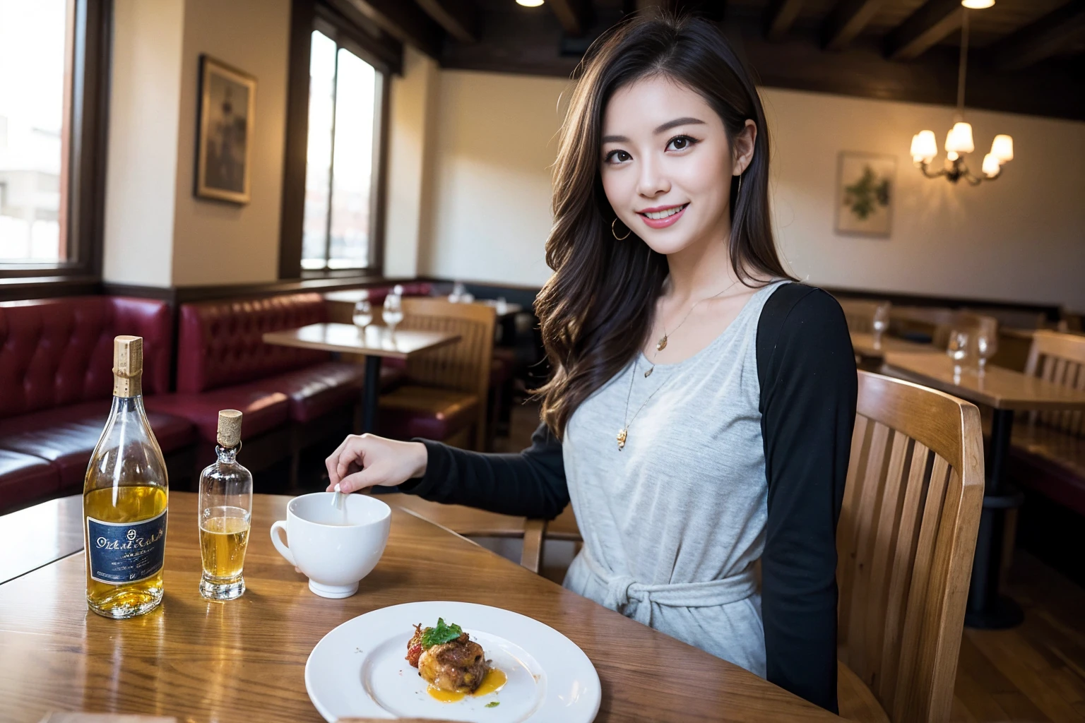 ((Highest quality、8k、masterpiece:1.3))、Whiskey bottles、The Macallan、Joni Black、Old Parr、whiskey、Suntory、Nikka、slimカップル、modelカップル、(Realistic, Intricate details:1.2), full-course dinner、Whiskey bottle and glass on the table、Single Malt、scotch、Rocks glass、Shot Glass、On the rock、Scotland、Amazing view of the sunset sky and clouds、A bright smile、The wonderfulness of smile、 Beautiful Face, blue eyes, The light shines on your face, blush, short hair,Bright Face、 (Age 37), 3,Two beauties、Brown Hair、Shortcuts、Long sleeve shirt、dress、Beautiful woman 1, (slimな顔), (The body is slim), (Brown Hair), (Shortcuts), cheeks turn a little red,Attractive beauty、restaurant, In a prominent place (From the waist up) Nova Frog Style, actress, model, Upper Body, White wine, slim, smile, (smile: 1.15), Beautiful fine grain, Depth f/2,saturation, High Contrast, Strong light and shadow,Moist Body:1.5、3D texture、Delicate eyes、Brown Hair、The hair is very shiny、