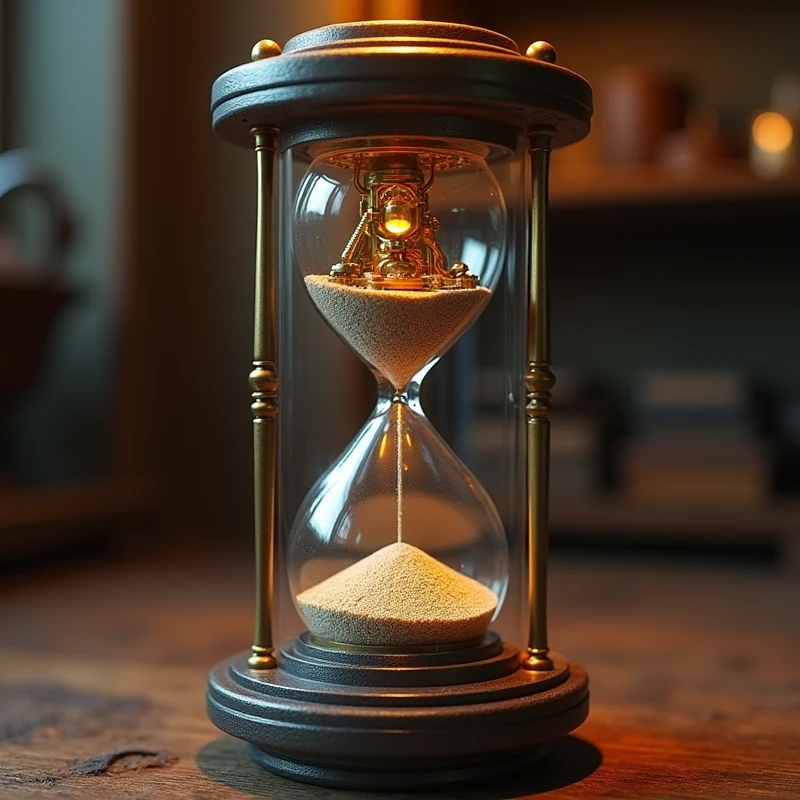 intricate hourglass inside a capsule, inside a film reel, detailed realistic interior, photorealistic, 8k, cinematic lighting, warm color tones, dramatic chiaroscuro lighting, highly detailed, sharp focus, 3d render, hyperrealistic, studio lighting, physically-based rendering