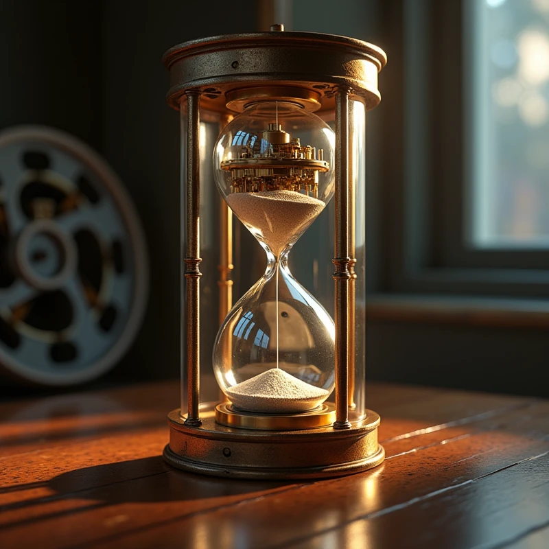 intricate hourglass inside a capsule, inside a film reel, detailed realistic interior, photorealistic, 8k, cinematic lighting, warm color tones, dramatic chiaroscuro lighting, highly detailed, sharp focus, 3d render, hyperrealistic, studio lighting, physically-based rendering