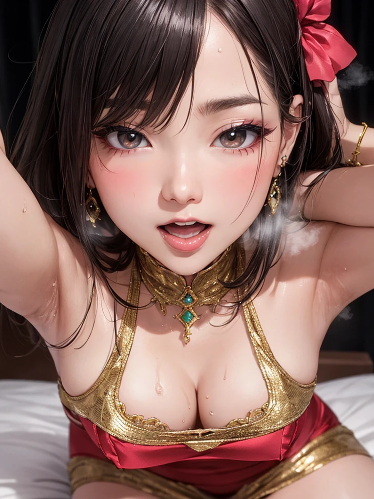 nsfw:0.75, (((HHH))), a precious special bitch hentai porn scene, Express all her emphasized feelings through her facial expressions and posing,
ultra masterpiece, ultra high quality, spectacle scale, impactful, photorealistic:1.3, ultra high resolution, described in ultra fine detail down to the minutiae, high-quality textured, clearly, depth of field, good composition, good lighting, (close-up shot), from below, spread legs, show shiny sexy panties,
sexy, sensuous, erotic, eros, horny, sexually aroused, craving:1.1, (panting), messy, loose, sticky, slimy, (raw), shiny, glaring, luxury,
flashy high-end sensual hostess, good age, celeb, sexual servant, (looking up and (enraptured:1.1 rapt:1.1 (half-open)) bedroom eyes to downward camera view)),
wearing wrinkled (see-through (vivid colorful (bright color (shiny satin) tempting seductive mini dress costume))), skindentation, Wedgie, erect nipples, (cameltoe),
sexy cute pretty girly baby face, best makeup, detailed mouth:1.1, detailed too shiny lips:1.1, large firm breasts, Delicious body, oily wet translucent skin, messy loose fashionable:1.1 hairstyle with side-swept bangs hair, fashionable simple gold necklace earrings,
((blissful:1.5 ecstatic expression:1.1)), ((blush)), (((sweat))), a little particle sweat drops, (((steam))), ((sigh)), (((((ecstasy))))), ((((orgasm)))), (((ahegao))), cum on body,
celebrity high-end night bar lounge, sit on the luxury sofa, Give me her special H service that captivates me, ecstatic attentive escort service energetically, Her sexual desire has increased, Her sexual energy has increased, Anyway she is a very intense pervert, あっはーん,