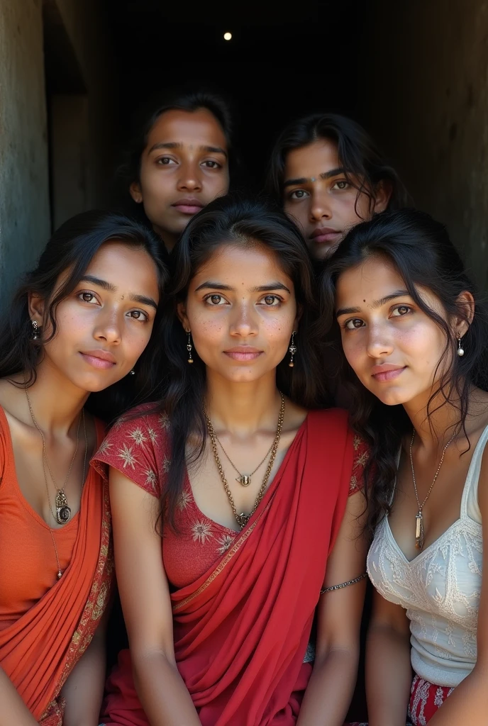 5 womans 20 years indian poor pale white busty group photo
