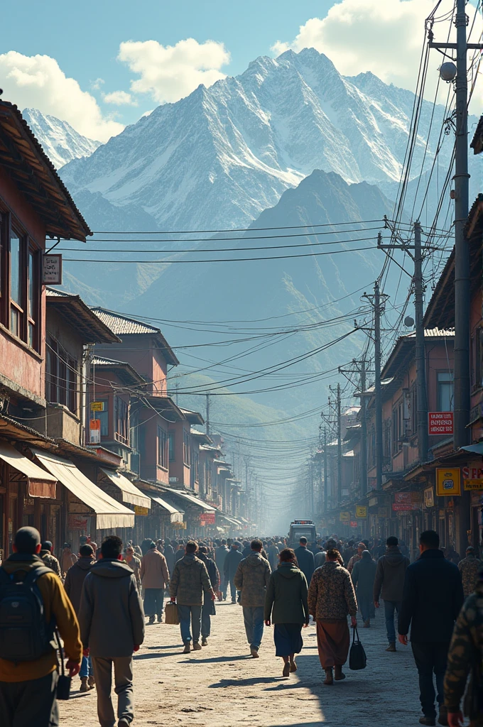 Footage of bustling streets in Srinagar and military installations in Kashmir.Narrator: "Pulwama, a district in the Indian-administered region of Jammu and Kashmir, is known for its lush landscapes and strategic importance. Amidst ongoing conflict and tension, this peaceful area became the focal point of a devastating attack."