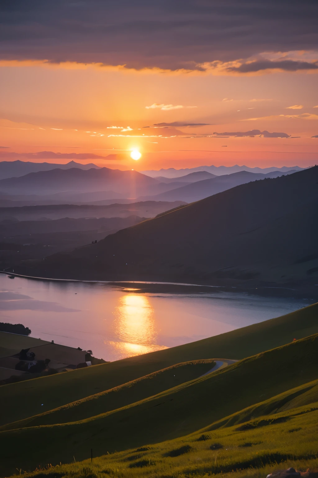 realistic sunset landscape