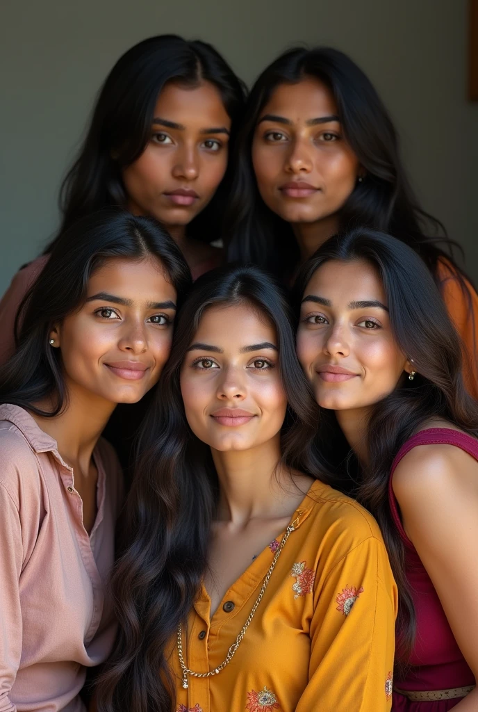 Beautiful 5 womans 20 years indian poor pale white busty chubby group photo