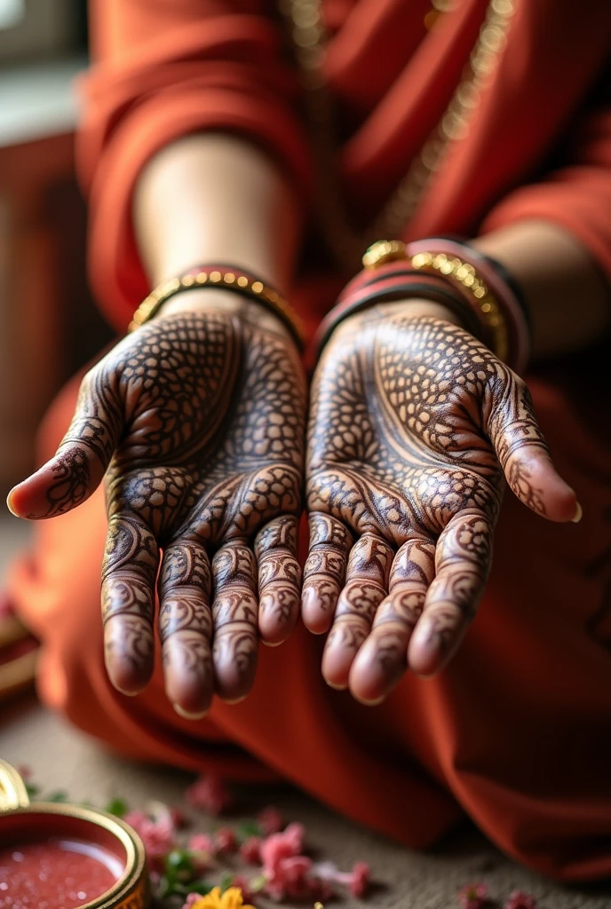 generate more Karwa Chauth Special mehndi design on hand