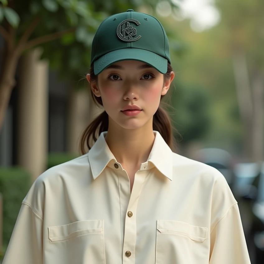 100% cotton a cream crown and a dark green baseball cap with front 3d embroidery logo
