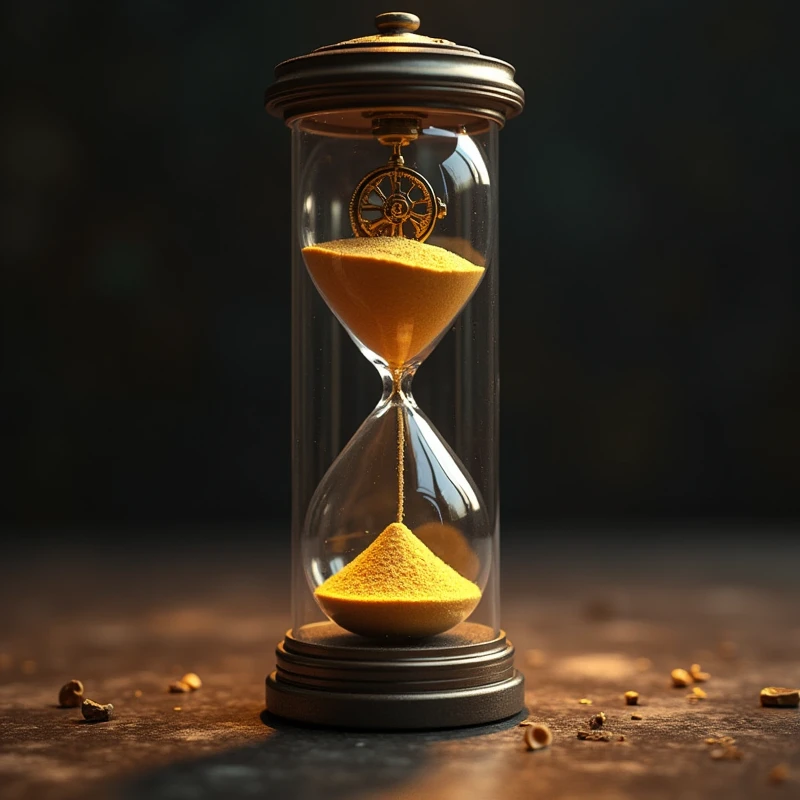 intricate hourglass inside a capsule, inside a film take shot, detailed realistic interior, photorealistic, 8k, cinematic lighting, warm color tones, dramatic chiaroscuro lighting, highly detailed, sharp focus, 3d rendering, hyperrealistic, studio lighting, physically based rendering